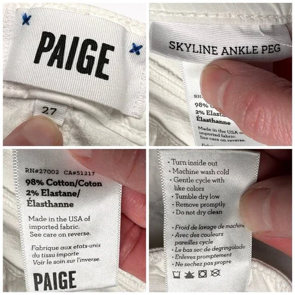 Paige Skyline Skinny Jeans White Low Rise Size 27 - Picture 3 of 9